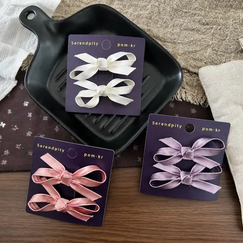 Barrettes à Cheveux Nœud Doux Coréen en Tissu Satiné Ruban pour Filles Tout-petits Enfants Accessoires de Cheveux Fait Main