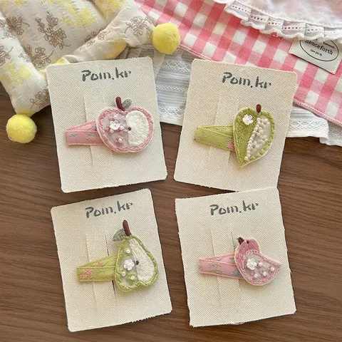 Fermagli per Capelli in Tessuto Ricamati a Mano Dolce Frutta Uccello Foglia BB Clip per Ragazze Stile Pastorale Accessori