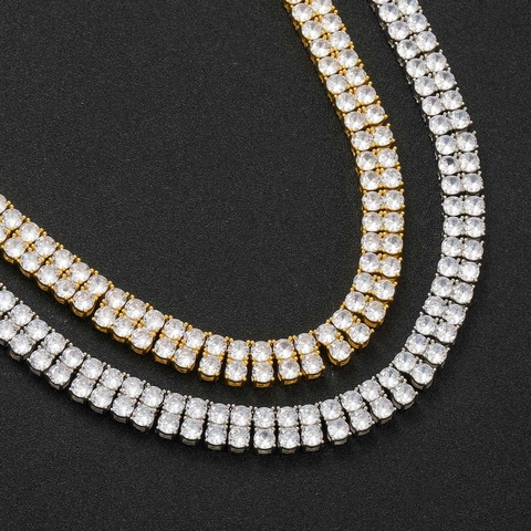 Hip Hop Heren 5mm Dubbele Rij Volgezet Zirconia Armband Koper Echt Verguld Tennis Ketting Luxe Sieraden Cadeau Voor Hem