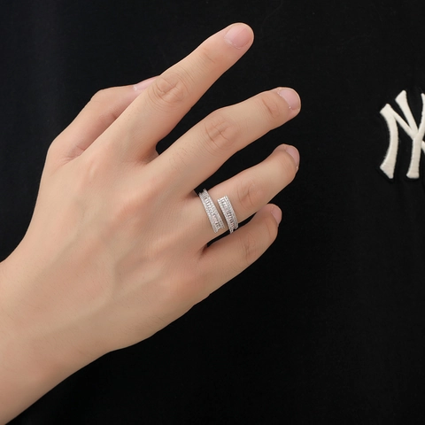 Anillo Ajustable de Cobre Hip Hop para Hombre Geométrico Baguette Circonia Incrustado Oro Plata Plateado Joyas de Moda