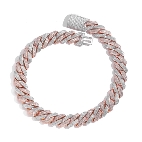 Hip Hop Cuban Link Necklace Triple Row Zirconia Iced Out Heavy Duty Copper Gold Silver Plated Jewelry For Men