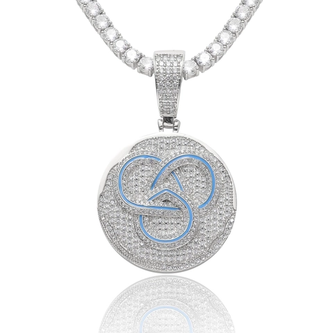 Collana con Ciondolo Circolare Hip Hop Micro Pave Zirconia Rame Iced Out Gioielli per Uomo Donna Accessorio Rap