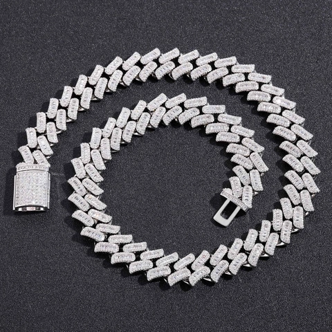 Hip Hop Iced Out Cuban Link Necklace Copper Zirconia Inlaid Heavy Thorn Chain For Men Gold Silver Plated Jewelry