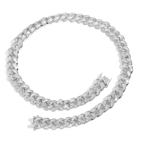 Collana a Catena Cubana in Rame Hip Hop da Uomo Placcata Oro Argento Zirconia Micro Intarsiata Gioielli alla Moda