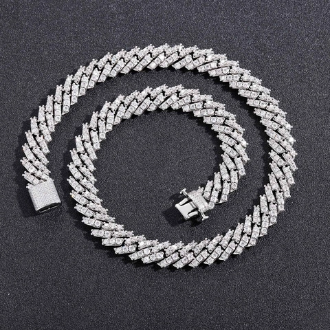 Collana Di Lusso Hip Hop Da Uomo Maglia Cubana Rame Micro Intarsiato Zirconia Placcato Oro Argento Gioielli Per Festa