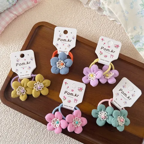 Süße Stoff Blumen Haargummis Elastisches Gummiband Für Mädchen Kinder Süße Florale Haaraccessoires Koreanischer Stil Pastellfarben