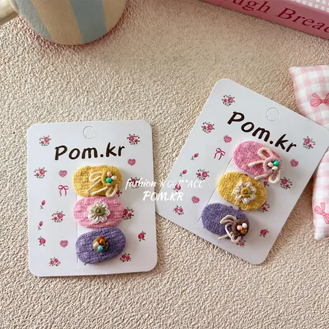 Zoete Gebreide Stoffen Haarclips voor Kinderen Met Kleurrijke Bloem Borduurwerk Handgemaakte Meisjes Haaraccessoires voor Dagelijks Gebruik