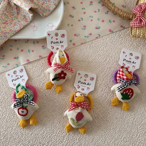 Chouchous en Peluche Canard de Dessin Animé pour Enfants Style Coréen Mignons Chouchous Animaux pour Filles Accessoires