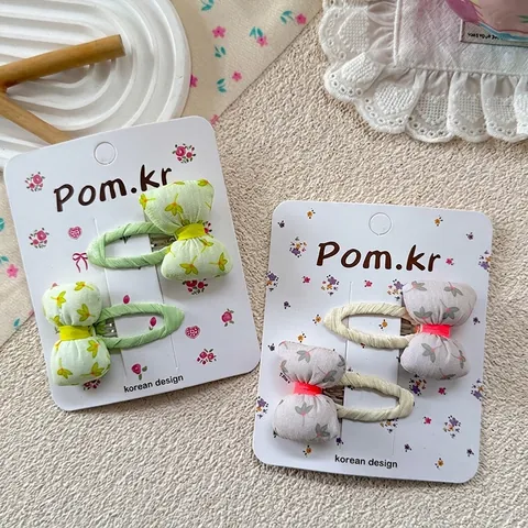Lindas Pinzas para el Cabello con Lazo Floral para Niñas Estilo Coreano Forradas de Tela Accesorios para Niños
