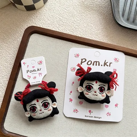 Simpatici Accessori per Capelli con Ricamo di Personaggi dei Cartoni Animati per Bambine Elastici e Fermagli in Tessuto
