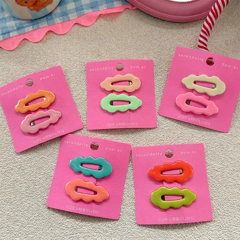 Korean Sweet Candy Color Wavy Hair Clips For Women Girls Cute BB Hairpins Side Bangs Clips Fashion Hair Accessories