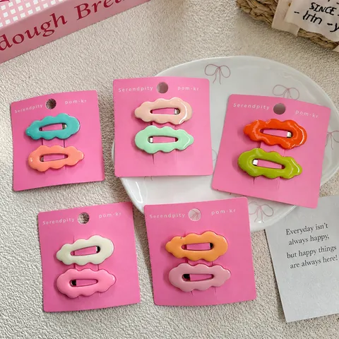 Korean Sweet Candy Color Wavy Hair Clips For Women Girls Cute BB Hairpins Side Bangs Clips Fashion Hair Accessories