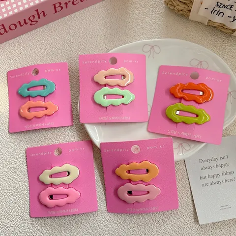 Korean Sweet Candy Color Wavy Hair Clips For Women Girls Cute BB Hairpins Side Bangs Clips Fashion Hair Accessories