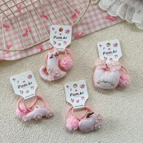 Elastico per Capelli Rosa in Stile Coreano per Bambini con Fiori di Animali in Cartone Animato Ricamo in Pizzo per Ragazze