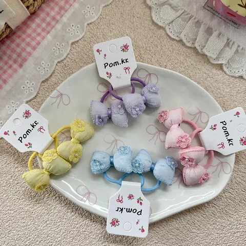 Dolci Elastici per Capelli per Bambini Stile Coreano Fiocco in Tessuto Fiori Künstliche Perle Fermacoda Ragazze Accessori Capelli