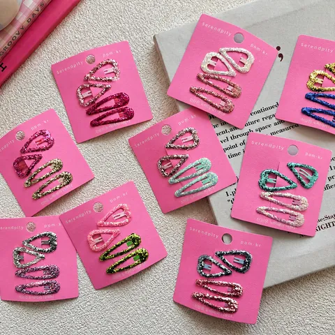 4-delige Kinderen Meisjes Glitter Pailletten BB Haarspeldjes Set Zoet Hart Waterdruppel Vorm Stof Haarpinnen Pony Zijclips Haaraccessoires