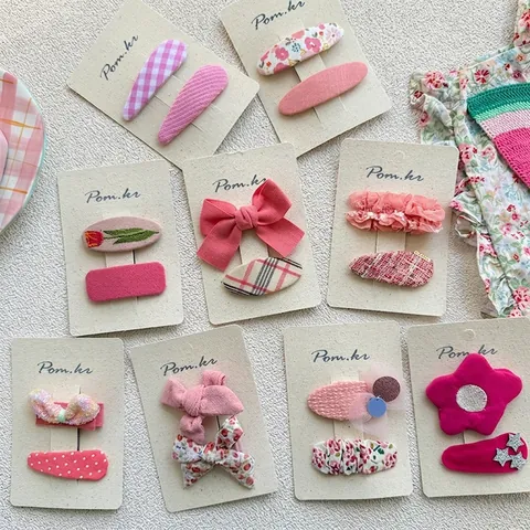 Sweet Floral Bow Fabric Hair Clips Korean Style Handmade Side Clips For Girls Kids Cute Hair Accessories