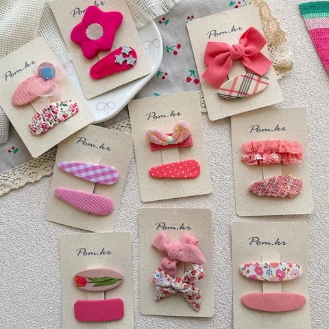 Sweet Floral Bow Fabric Hair Clips Korean Style Handmade Side Clips For Girls Kids Cute Hair Accessories