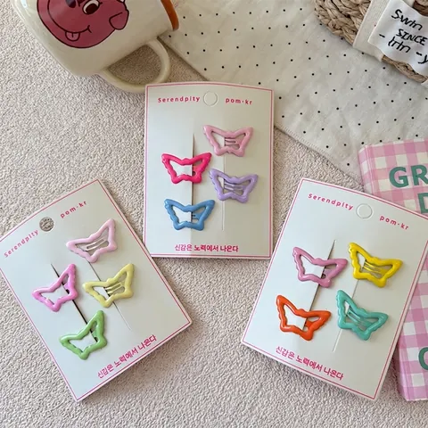 Süße Macaron Schmetterling Haarspangen Für Kinder Hohllegierung Handgefertigte Haarnadel Mädchen Haarstyling Zubehör
