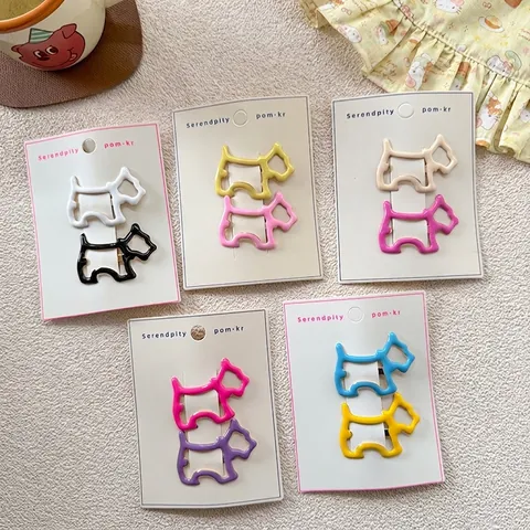 Pinces À Cheveux En Forme De Chiot Pour Enfants Alliage Peint Silhouette De Terrier Écossais Clips BB Épingles À Cheveux De Dessin Animé Pour Filles Accessoires De Cheveux Doux