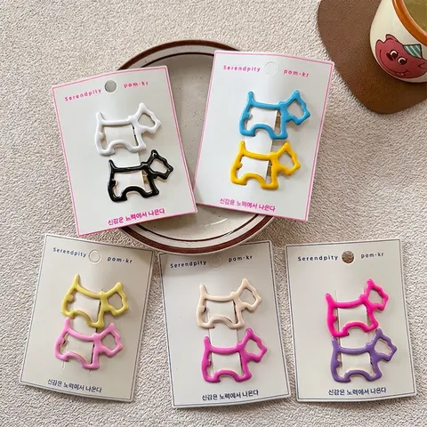 Pinces À Cheveux En Forme De Chiot Pour Enfants Alliage Peint Silhouette De Terrier Écossais Clips BB Épingles À Cheveux De Dessin Animé Pour Filles Accessoires De Cheveux Doux