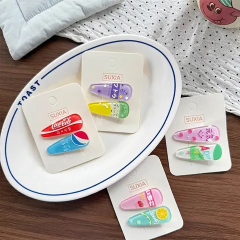 Kreative Cartoon Soda Trinken Frucht Kunststoff Haarspangen Set Kawaii Süße Haarnadeln Für Kinder Mädchen Täglich Pony Clip Schmuck Zubehör