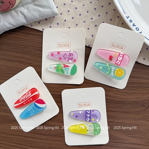 Kreative Cartoon Soda Trinken Frucht Kunststoff Haarspangen Set Kawaii Süße Haarnadeln Für Kinder Mädchen Täglich Pony Clip Schmuck Zubehör