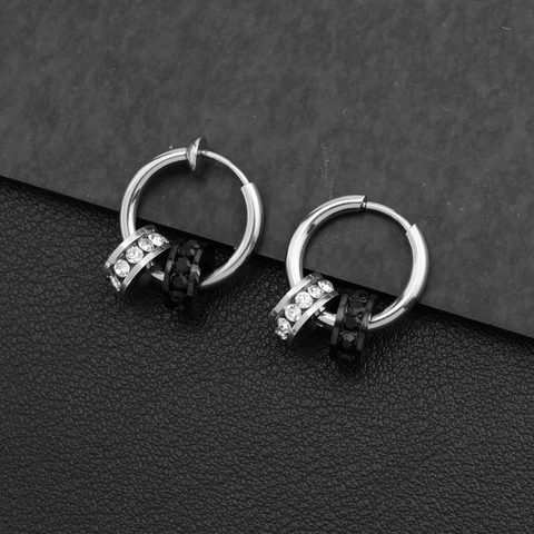 Titaniumstalen Creolen Geometrische Hanger Strass Kleine Cirkels Elegant Minimalistisch Sieraden Voor Dagelijks Gebruik Dames