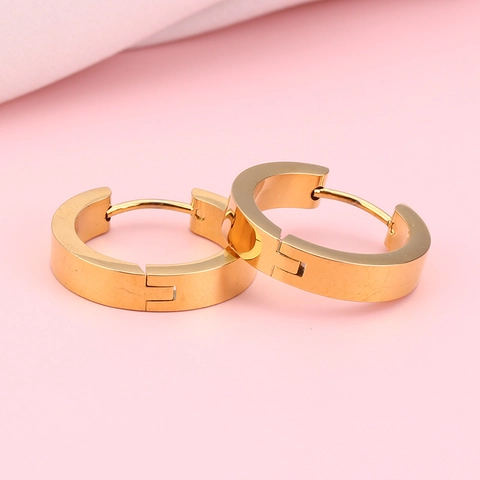 Boucles d'Oreilles Créoles Plates Circulaires en Acier Inoxydable pour Femmes Hommes Boucle d'Oreille Géométrique Minimaliste Bijoux Punk