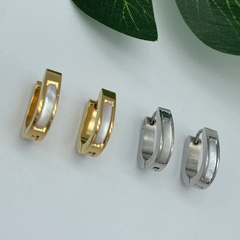Minimalist Stainless Steel Oval Hoop Earrings For Women Inlaid Shell Mother Of Pearl Korean Fashion Jewelry Ear Buckles