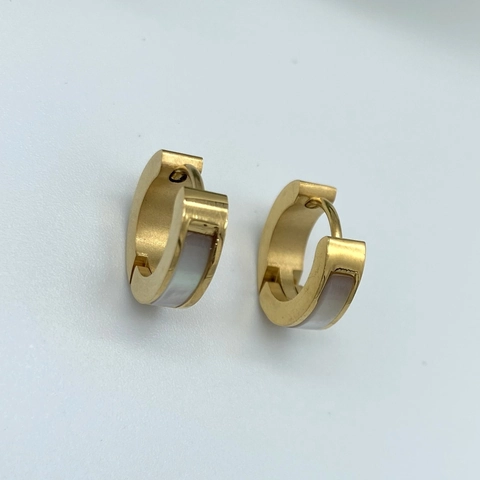 Minimalist Stainless Steel Oval Hoop Earrings For Women Inlaid Shell Mother Of Pearl Korean Fashion Jewelry Ear Buckles