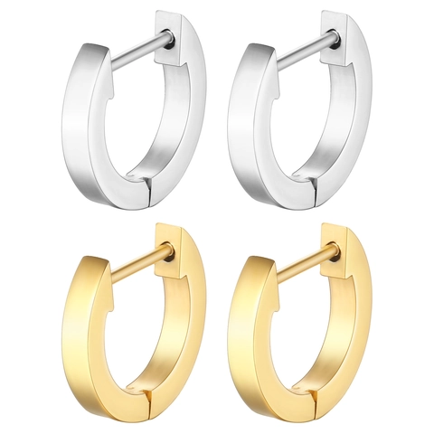 Minimalist Stainless Steel Huggie Hoop Earrings For Women Men Geometric Polished Small Circle Piercing Earrings Fashion Jewelry Gift