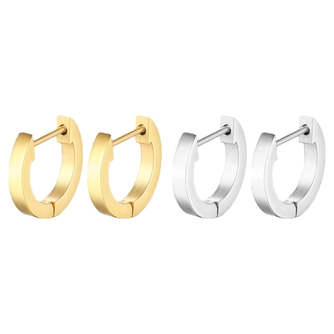 Minimalist Stainless Steel Huggie Hoop Earrings For Women Men Geometric Polished Small Circle Piercing Earrings Fashion Jewelry Gift