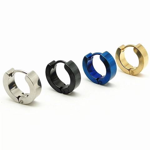 Minimalist Titanium Steel Hoop Earrings For Men Women Fashion Electroplated Hand Polished Round Huggie Earring Jewelry