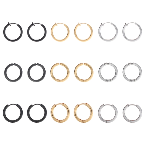 Minimalist Titanium Steel Hoop Earrings For Unisex Gold Silver Black Stainless Steel Ear Buckle Non Pierced Ear Clips