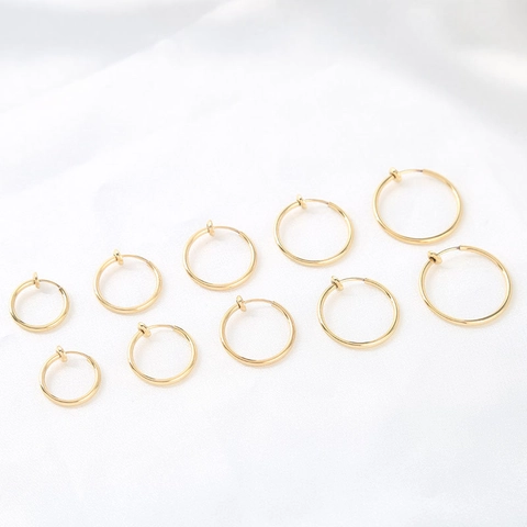 Punk Stainless Steel Spring Clip On Hoop Earrings For Men Women Non Piercing Fake Earrings Minimalist Circle Jewelry Gold Silver Black Rainbow