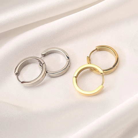 Boucles d'Oreilles Créoles en Acier Inoxydable Minimalistes Pour Hommes Femmes Or Acier Cercle Géométrique Boucle d'Oreille Bijoux Mode