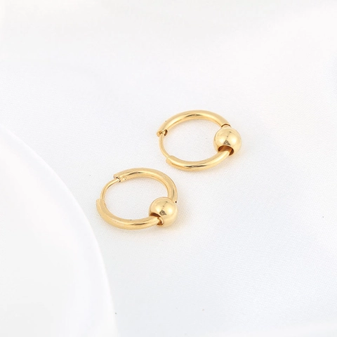 Boucles d'Oreilles Créoles Minimalistes en Acier Inoxydable Avec Perle Pour Hommes Femmes Couleur Or Argent Bijoux de Piercing