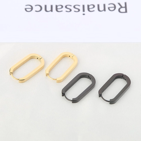 Boucles D'oreilles Créoles Minimalistes En Forme De U En Acier Inoxydable Pour Hommes Femmes Dormeuses Géométriques Ovales En Acier Au Titane Bijoux