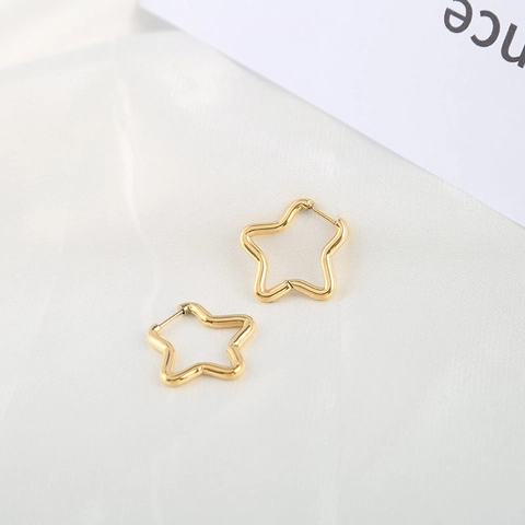 Boucles d'Oreilles Créoles Étoile Minimalistes En Acier Inoxydable Pour Hommes Et Femmes Design Géométrique Poli Bijoux En Acier