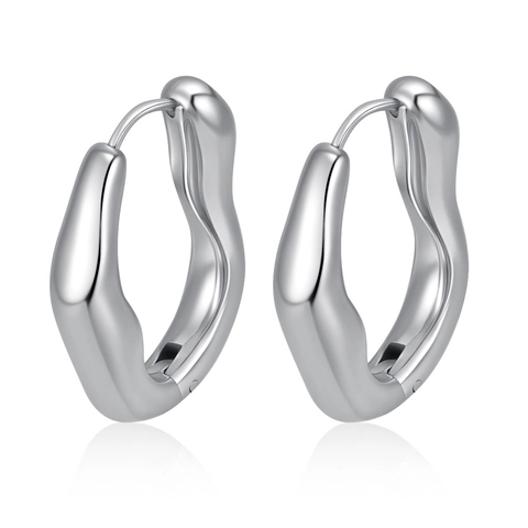 Minimalist Irregular Stainless Steel Hoop Earrings Vintage Elegance Geometric Gold Silver Polished Jewelry For Women Gift