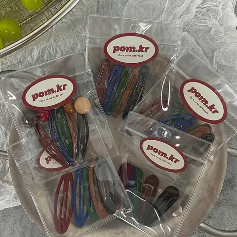 Korean Minimalist Matte Metallic Snap Hair Clips Set Retro Teardrop Oval BB Clips For Women Girls Kids Hair Accessories