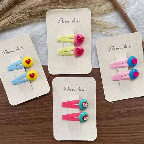 Süße Mädchen Stoffumwickelte Haarklammern Mit Frucht Herz Schleife Harz Deko Dopamin Farbe BB Pony Clips Kinder Haarschmuck