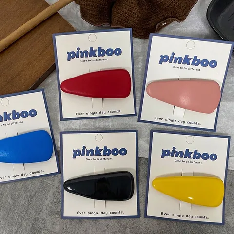 Barrettes Cheveux BB Forme Goutte d'Eau Minimaliste en Cuir pour Filles Style Coréen Fait Main Mat Brillant Épingle à Cheveux