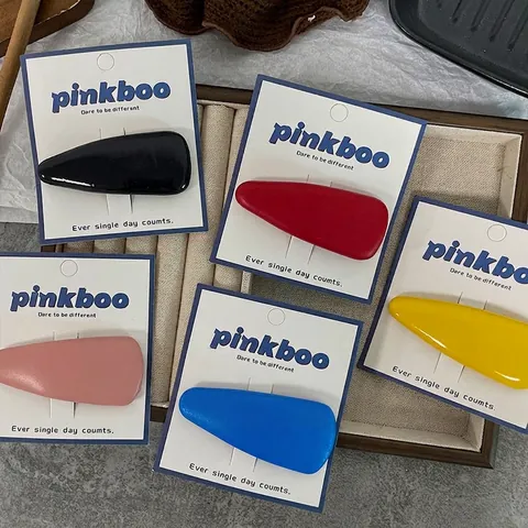 Barrettes Cheveux BB Forme Goutte d'Eau Minimaliste en Cuir pour Filles Style Coréen Fait Main Mat Brillant Épingle à Cheveux