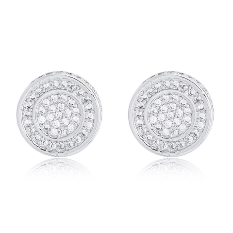 Hip Hop Circular Stud Earrings For Men Women S925 Sterling Silver Post Micro Pave Zirconia Iced Out Round Ear Piercing Jewelry Gift
