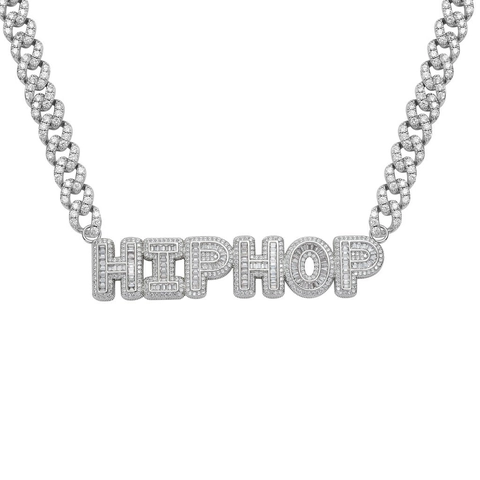 Hip Hop Zirconia Letter Hanger Halsketting Met Cubaanse Schakelketting Koperen Micro Pave Sieraden Voor Heren Dames Mode