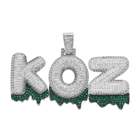 Hip Hop Iced Out Bubble Zirkonia Alphabet Buchstaben Anhänger Halskette Kupfer Vergoldet Lava Tropfen Schmuck Mit Seilkette