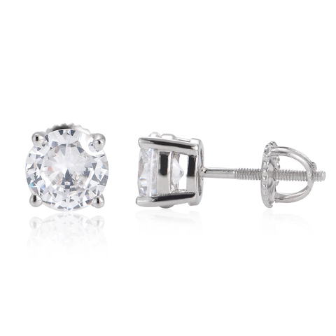 925 Sterling Silver Zirconia Stud Earrings Hip Hop Iced Out Round Screw Back Earrings For Women Men Minimalist Jewelry Gift