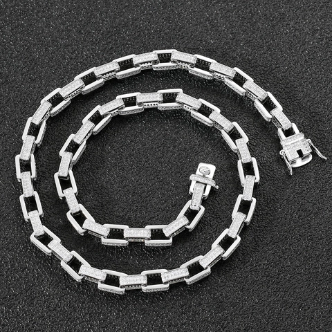 Hip Hop Iced Out Box Chain Necklace Copper Micro Pave Zirconia Luxury Streetwear Jewelry For Men Women Gold Silver Tone